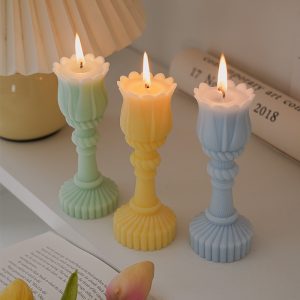 3PCS Handmade Tulip Candle Holder Shape Aroma Scented Home Decoration Candle